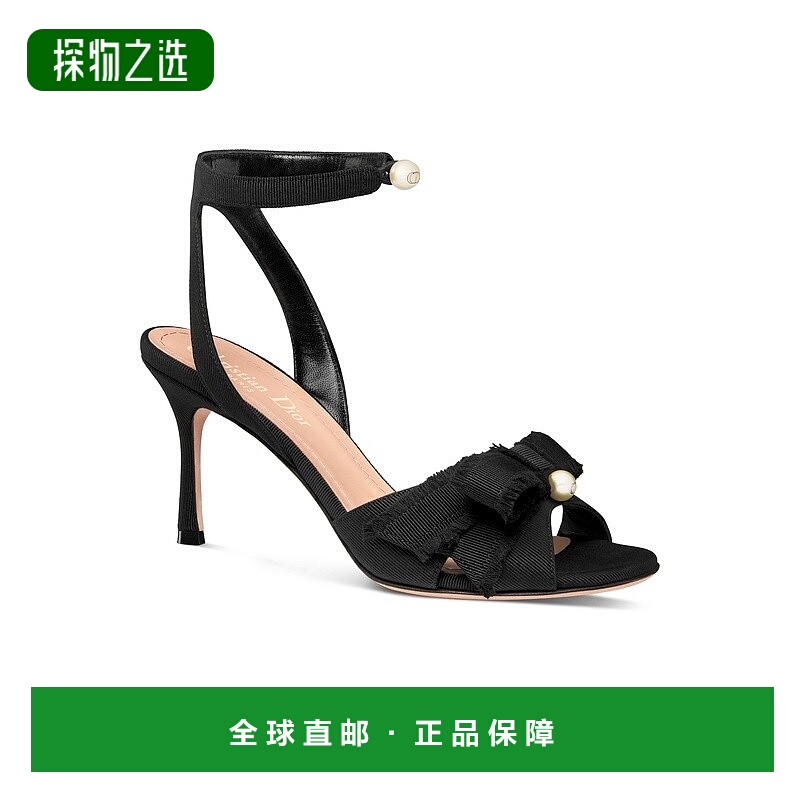 1h可退 欧洲直邮Dior 迪奥 女士黑色罗缎高跟凉鞋新款