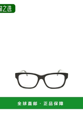 香港直邮Gucci 黑色徽标矩形框平光镜 GG0343O