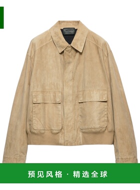 香港直邮Prada 长袖皮夹克 UPW54116ECSOOO普拉达羊皮