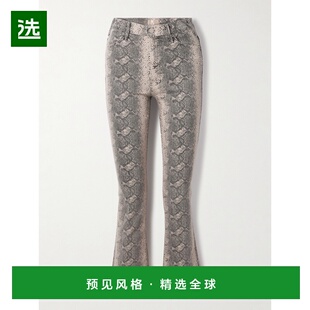 1h可退 香港直邮mother 女士 Hustler 短款蛇纹高腰喇叭牛仔裤 10