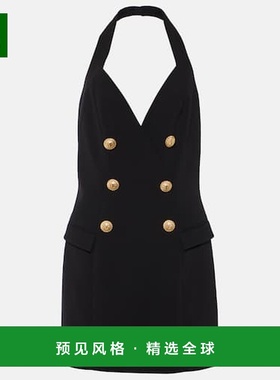 香港直邮Balmain 巴尔曼 女士 cr&ecirc;pe 挂脖迷你连衣裙包臀裙