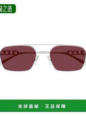 1h可退 香港直邮Gucci 古驰 女士 矩形太阳镜 GG1804S red红色 舒