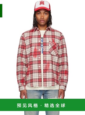 1h可退 香港直邮AMIRI 男士 红色 & 白色 MA Quad Bleach Flannel