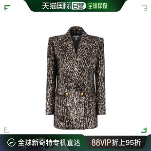 香港直邮Balmain BF1SJ036XG04 外套 双色亮片刺绣双排扣西装