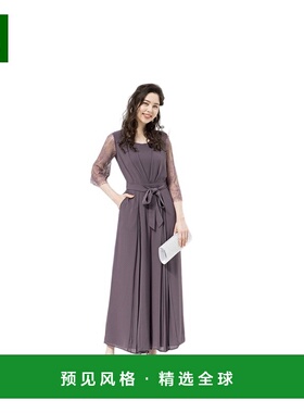 【日本直邮】Dress+女士时尚透气连衣裙紫色宽松时户外通勤蕾丝