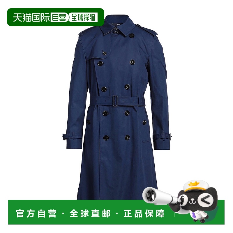 1h可退 香港直邮Burberry 巴宝莉 男士 双排扣大衣 blue蓝色 舒适