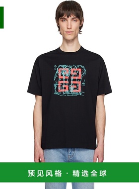 1h可退 香港直邮Givenchy 纪梵希 男士 黑色 4G Regular Fit T 恤