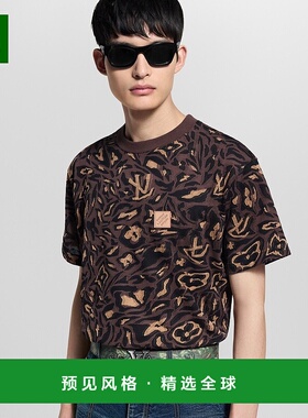 1h可退 欧洲直邮LV路易威登 Flower系列男士绿色帆布logo扣环双面