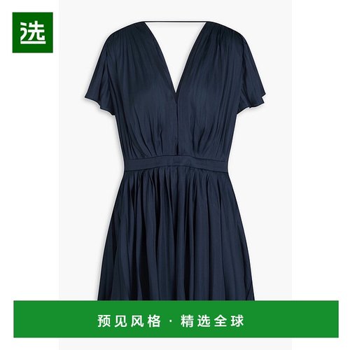 1h可退 香港直邮Maje 女士 褶裥缎面迷你连衣裙 MFPRO037520103MA