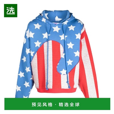 1h可退 香港直邮Erl 男士 星星条纹漩涡卫衣 ERL07T022BLUE