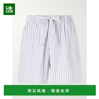1h可退 香港直邮Tekla 男士 直筒条纹有机棉质府绸短裤 SWSSKAGEN