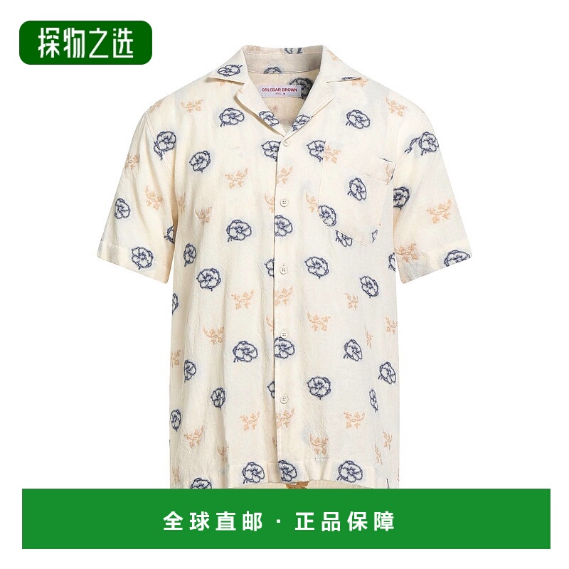 香港直邮Orlebar Brown 男士 花纹衬衫 beige米色 舒适时尚