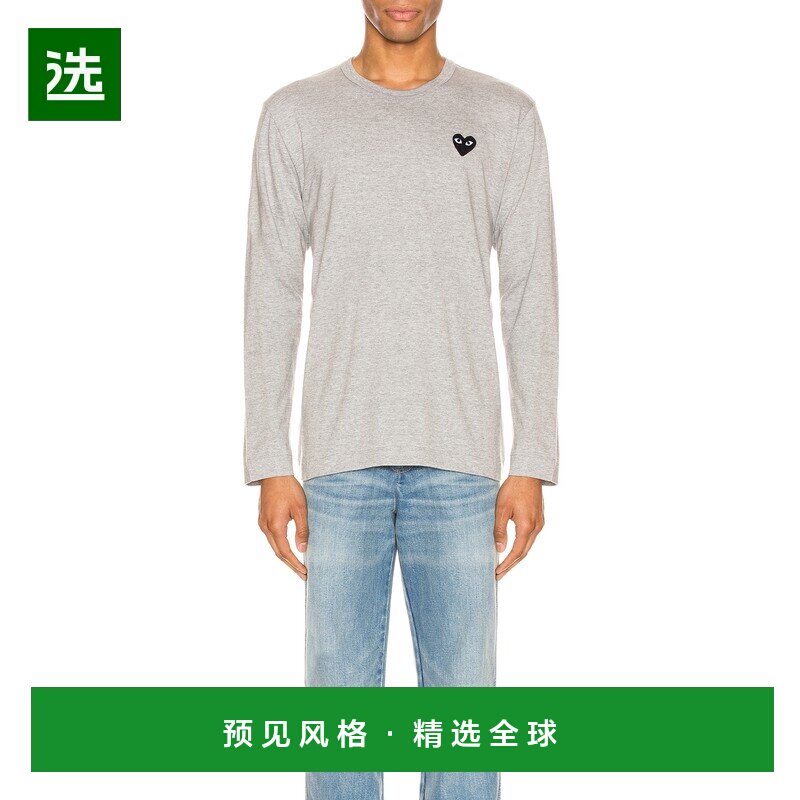 香港直邮comme des garcons play 男士 黑色徽标棉质长袖T恤 AZT1