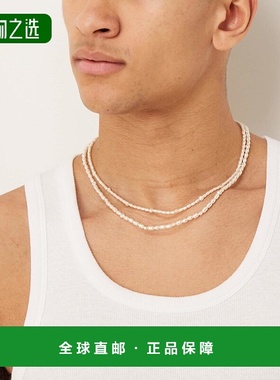 香港直邮ASOS 男士 设计人造淡水珍珠金色珠饰项链(白色)