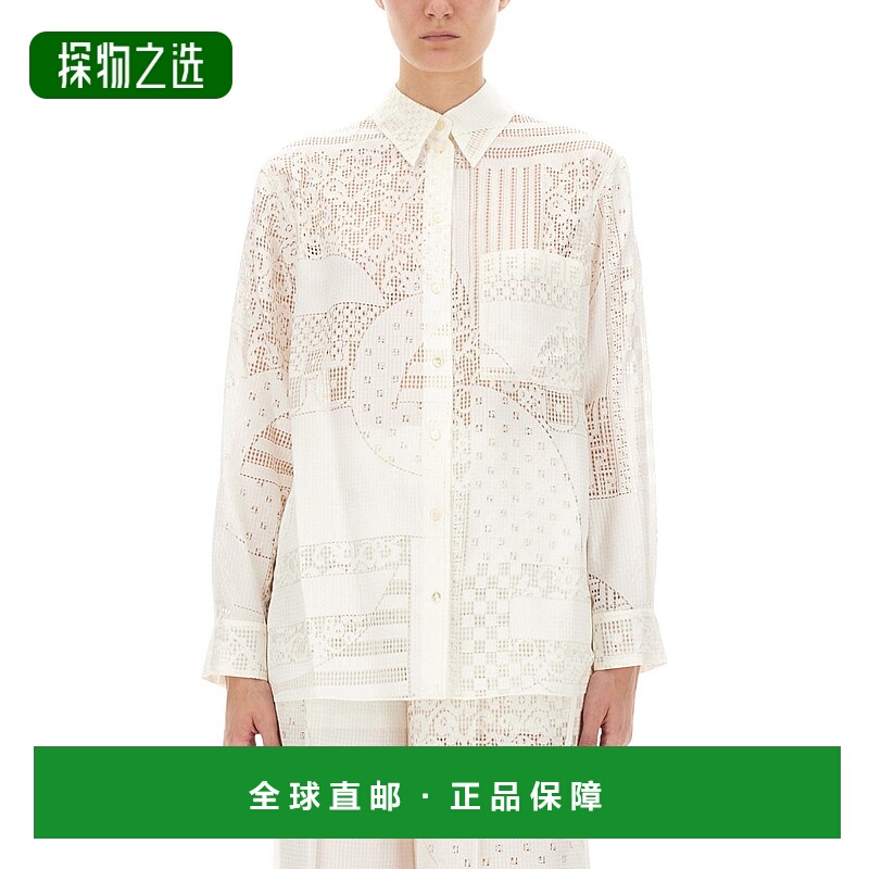 1h可退 香港直邮Fendi 芬迪 女士 DÉVORÉ 粘胶纤维真丝衬衫 FS827