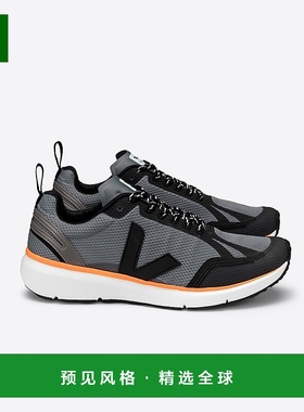 欧洲直邮VEJA CONDOR 2系列混凝土灰色/黑色/霓虹橙色再生聚V跑鞋