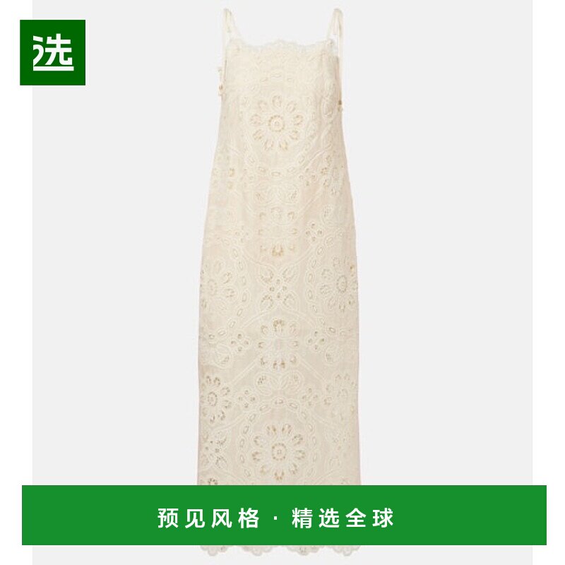 1h可退 香港直邮ZIMMERMANN 女士 Rhiannon 刺绣棉质中长连衣裙图片