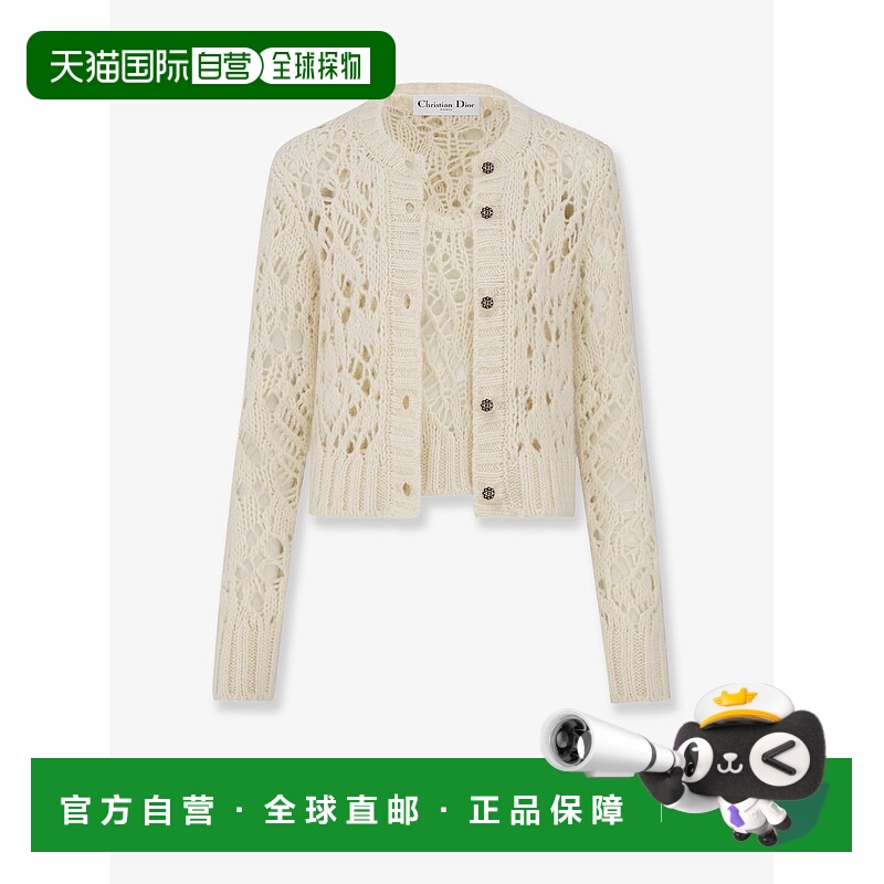 1h可退 香港直邮DIOR 迪奥 女士 丝质羊绒亚麻穿孔假两件套 554W0