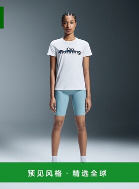 欧洲直邮On昂跑Performance系列女士白色聚酯字母印花短袖T恤