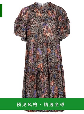 1h可退 香港直邮ULLA JOHNSON 女士 Delia 花朵中长连衣裙