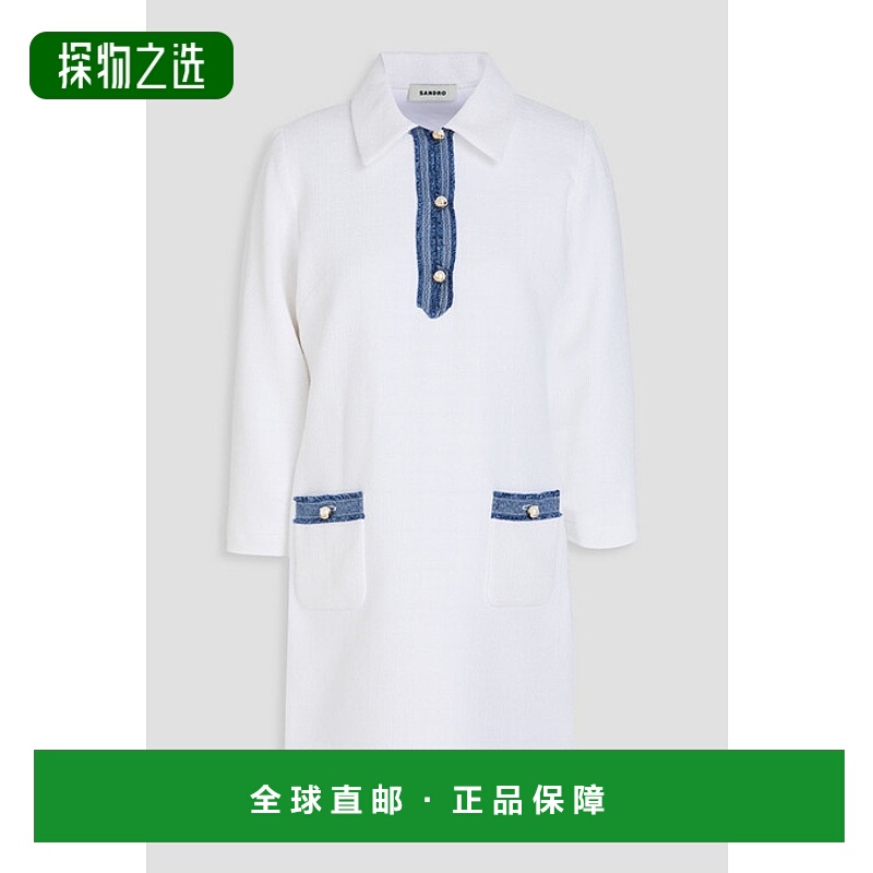 香港直邮Sandro 女士 牛仔布修饰花呢迷你衬衫式连衣裙 SFPRO0349