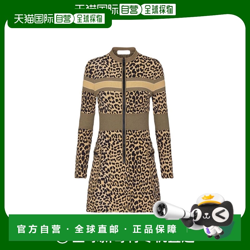 香港直邮Dior 豹纹长袖连衣裙 144R03AM530