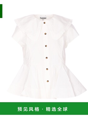 香港直邮GANNI 女士衬衫 A1040093151 SS2026 白色 White stretch