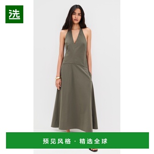 1h可退 香港直邮ST.AGNI 女士 挂脖深V连衣裙 brown棕色 舒适时尚