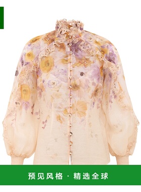 香港直邮Zimmermann MEMENTO 刺绣衬衫 5455TF252荷叶边高领真丝