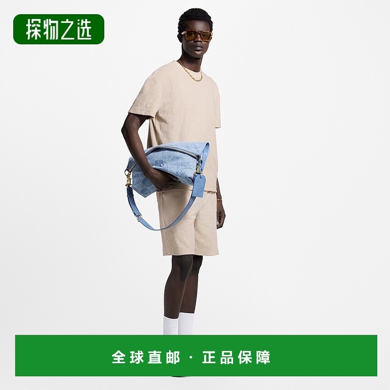 自营欧洲直邮LV路易威登 Damier男士浅米色棉棋盘格图案短袖T恤