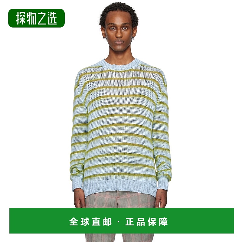 1h可退 香港直邮Marni 玛尼 男士 蓝色条纹毛衣 GCMG0381Q0UFCB21