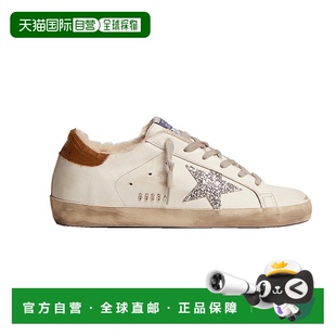 自营欧洲直邮GOLDENGOOSE GGDB女士白色皮革蜥蜴纹路系带平底小脏