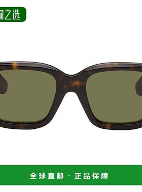 1h可退 香港直邮Gucci 古驰 女士 棕色 Square Frame 太阳镜 GG16