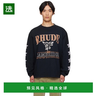 1h可退 香港直邮Rhude 男士 黑色 Cambridge State Champs 长袖 T