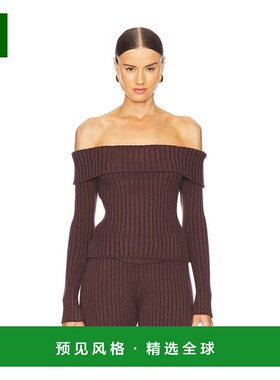 1h可退 香港直邮Danielle Guizio 女士 Thalia 罗纹露肩毛衣 F241