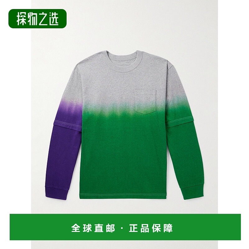 1h可退 Sacai 男士 渐变色有机棉针织T恤 2503799M551男装