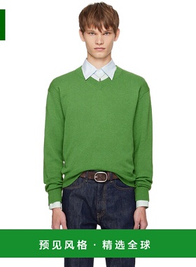 香港直邮AURALEE 男士 绿色 Light Cashmere Knit V-Neck 毛衣 A2