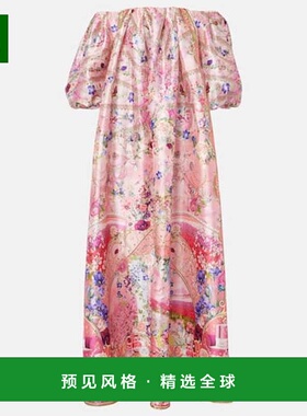 1h可退 香港直邮camilla and marc 女士 水晶装饰花朵塔夫绸长款