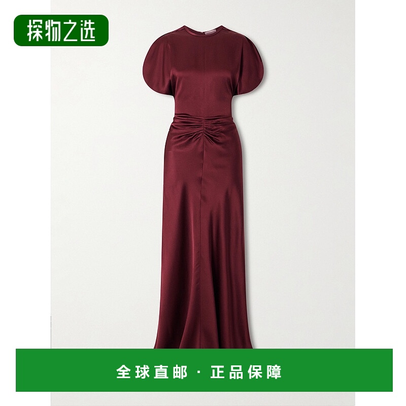 香港直邮VICTORIA BECKHAM 维多利亚·贝克汉姆 女士 褶皱缎面长