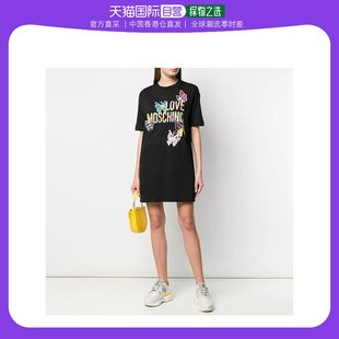 女士纯棉字母logo蝴蝶连衣裙 爱莫斯奇诺 Moschino 香港直邮Love