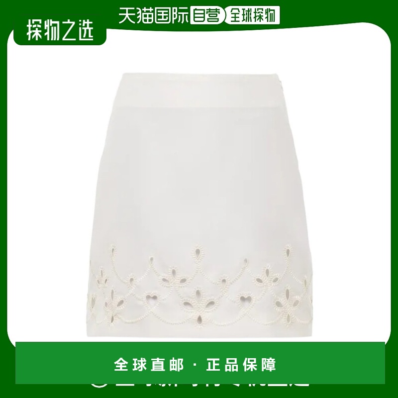 香港直邮Chloe 刺绣 A 字羊毛迷你半身裙 C24UJU12064