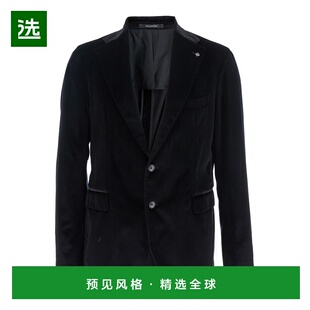 1h可退 香港直邮Tagliatore 男士 Revers 黑色单排扣凹口天鹅绒夹