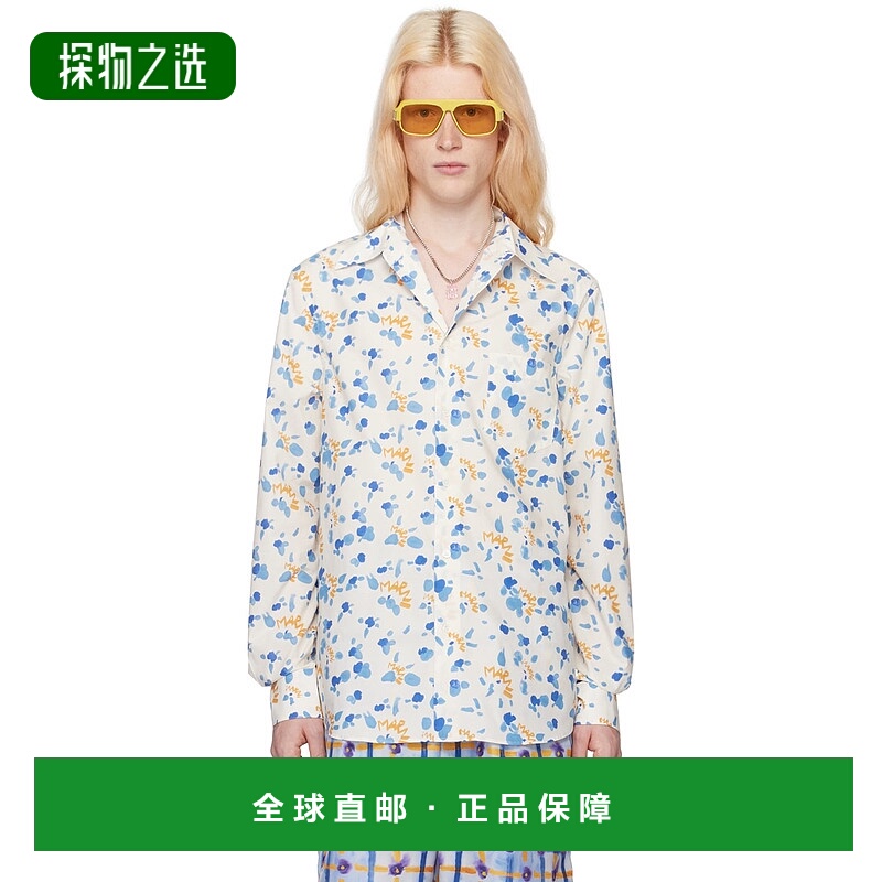 1h可退 香港直邮Marni 玛尼 男士 白色 Dripping 衬衫 CUMU0203A1