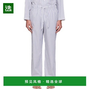 1h可退 香港直邮Tekla 男士 白色 & 蓝色睡裤 PPLPANTS223