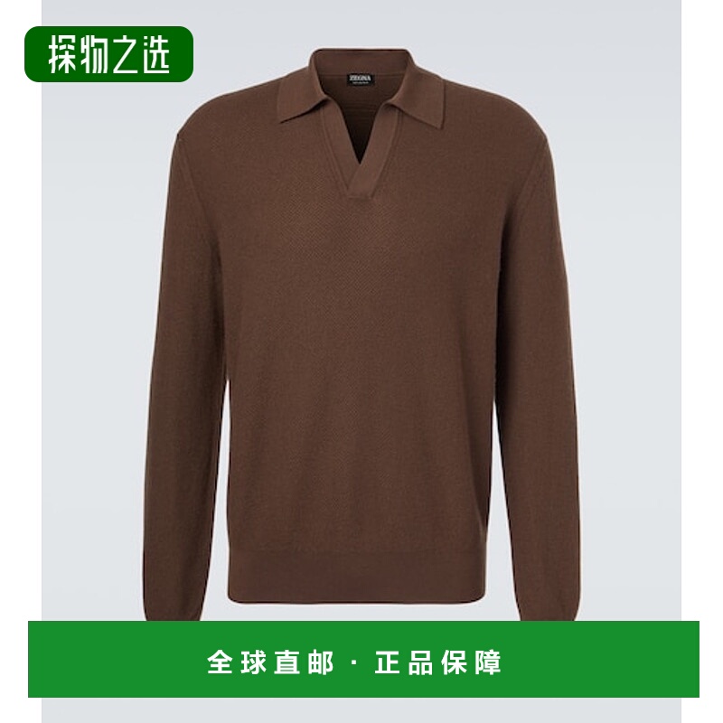 香港直邮zegna 杰尼亚 男士 羊绒半拉链毛衣 brown棕色 舒适时尚