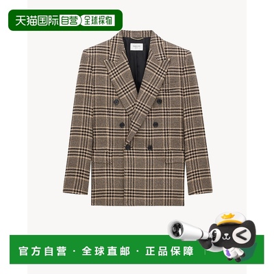 欧洲直邮YSL (2025) 威尔士亲王丝绸和羊绒夹克