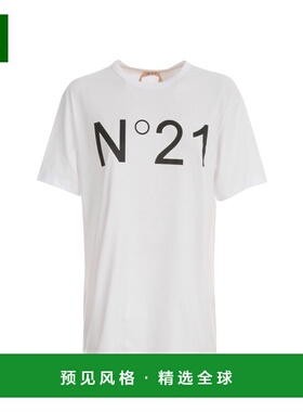 香港直邮N21 女士T恤 F051631411011101 SS2025 白色 logo印花T恤