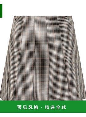 香港直邮MSGM 女士半身裙 3941MDD14P25761902 AW2025 黑色 格纹