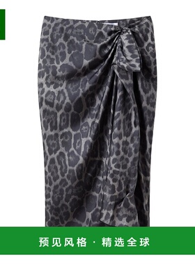 香港直邮Stella McCartney 打结不对称豹纹中长半身裙 6301463GS2