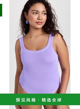 1h可退 香港直邮HUNZA G 女士 经典方形连体泳衣 purple紫色 舒适